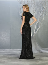 Sequin Formal Gown Shimmering Long V-Neck Evening Dress & Plus Size