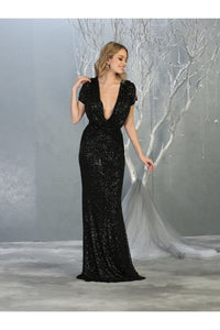 Shimmering Long Prom Dress & Plus Size - BLACK / 6