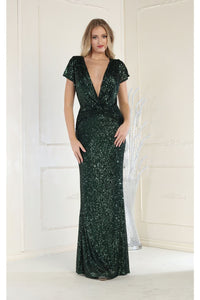Shimmering Long Evening Dress & Plus Size - HUNTER GREEN / 6