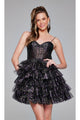 Short Black Glitter Hoco Dress: Jovani 39654 - Black / 00 - Apparel & Accessories > Clothing > Dresses
