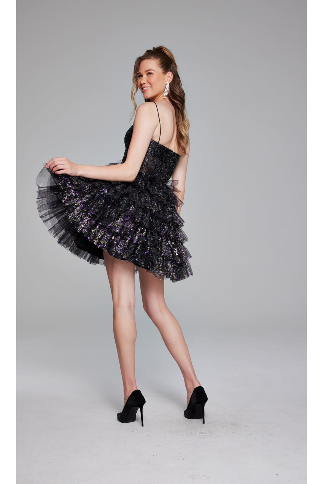 Short Black Glitter Hoco Dress: Jovani 39654 - Apparel & Accessories > Clothing > Dresses