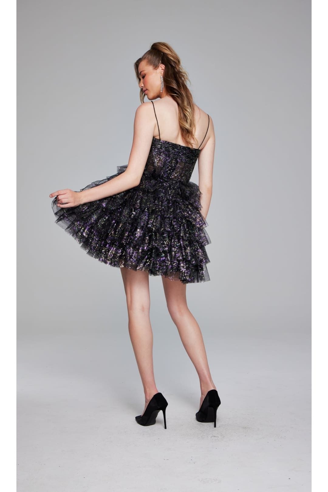 Short Black Glitter Hoco Dress: Jovani 39654 - Apparel & Accessories > Clothing > Dresses