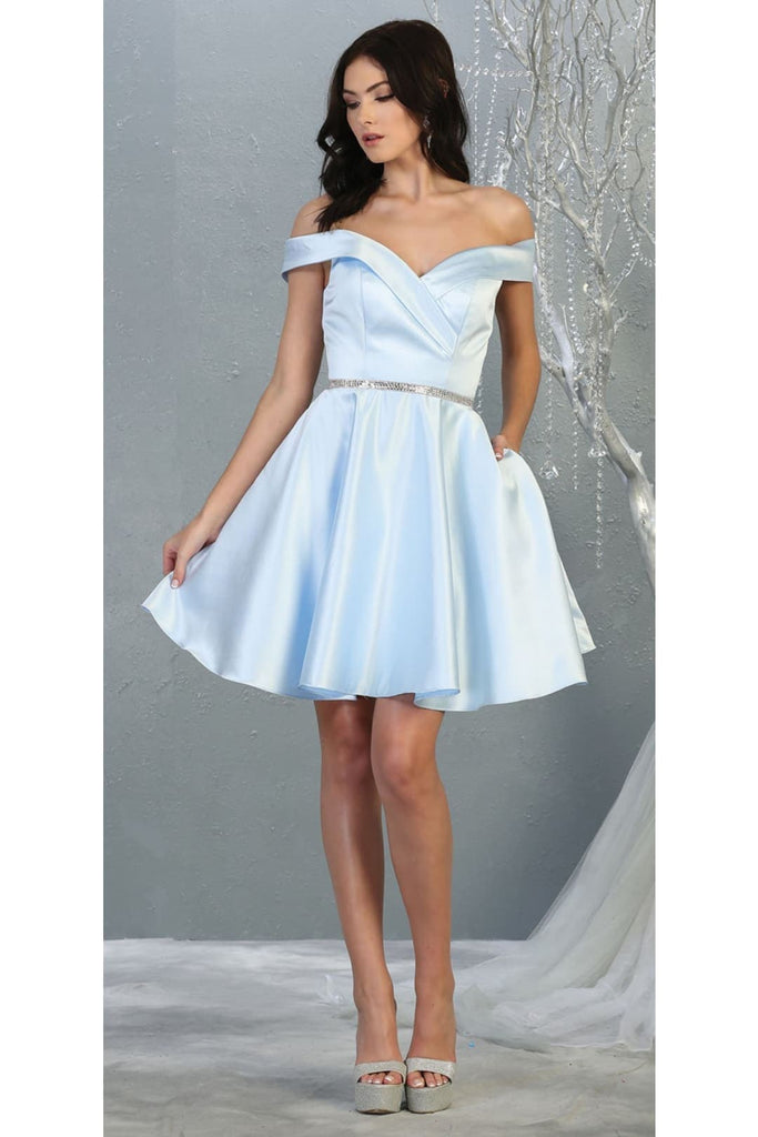 Short Bridesmaids Dress - BABY BLUE / 2