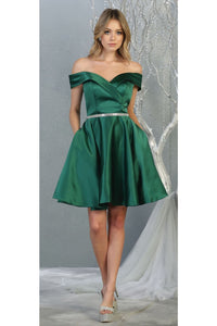Short Bridesmaids Dress - HUNTER GREEN / 2
