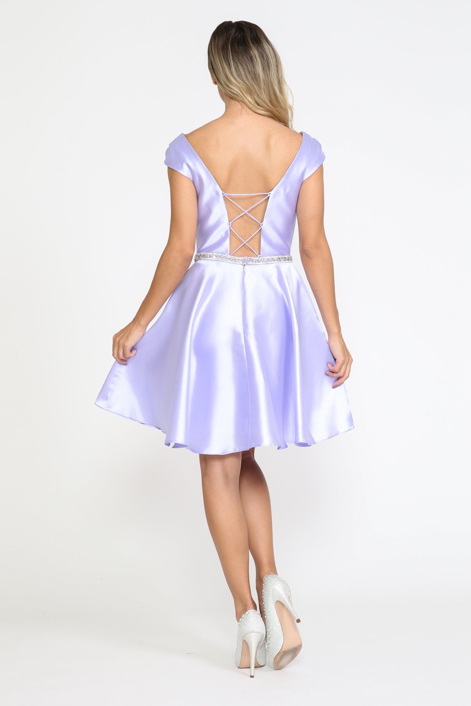 Vestido de mikado con mangas cortas de Poly USA 8416