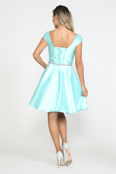 Poly USA 8416 Short Cap Sleeve Mikado Dress