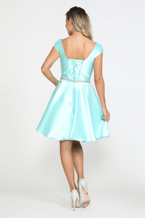 Poly USA 8416 Short Cap Sleeve Mikado Dress