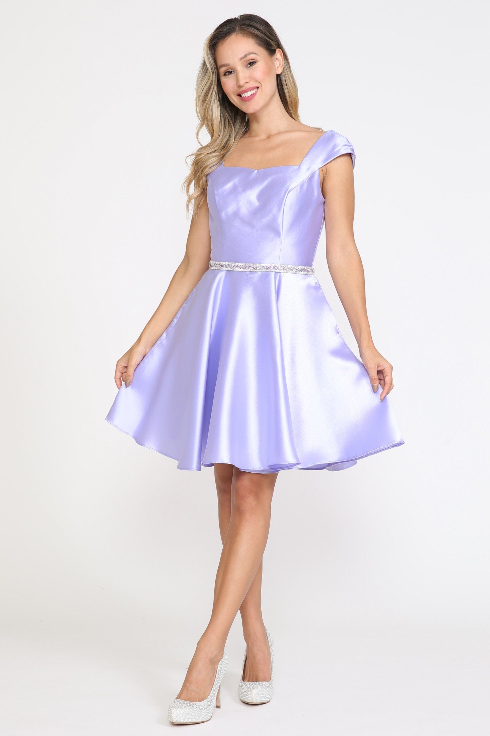 Vestido de mikado con mangas cortas de Poly USA 8416