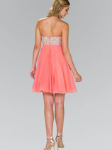 Short Chiffon Dress with Jeweled Bodice by Elizabeth K GS1142