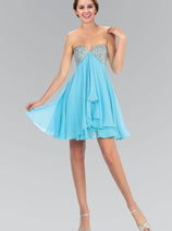 Short Chiffon Dress with Jeweled Bodice by Elizabeth K GS1142
