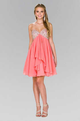 Short Chiffon Dress with Jeweled Bodice by Elizabeth KGS1142