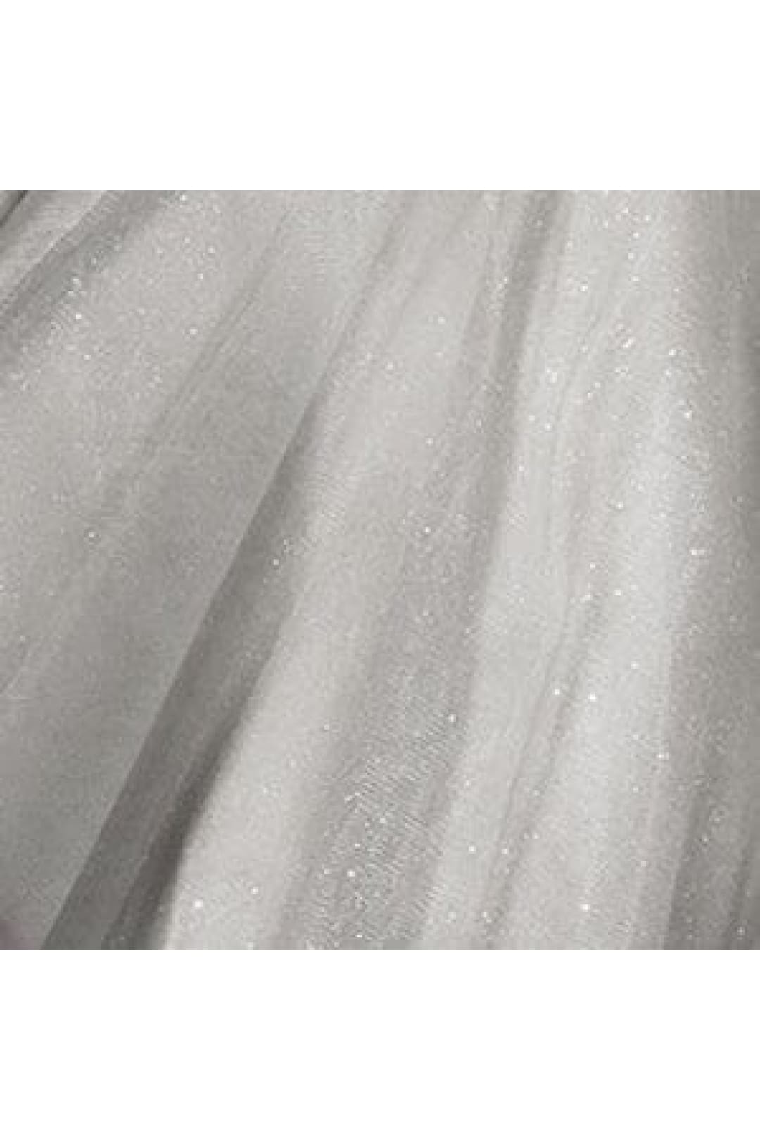 Short Chiffon Dress with Jeweled Bodice by Elizabeth K GS1142 - XS / Silver - Short Cocktail Dresses