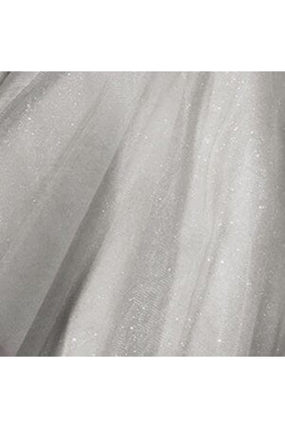 Short Chiffon Dress with Jeweled Bodice by Elizabeth K GS1142 - XS / Silver - Short Cocktail Dresses