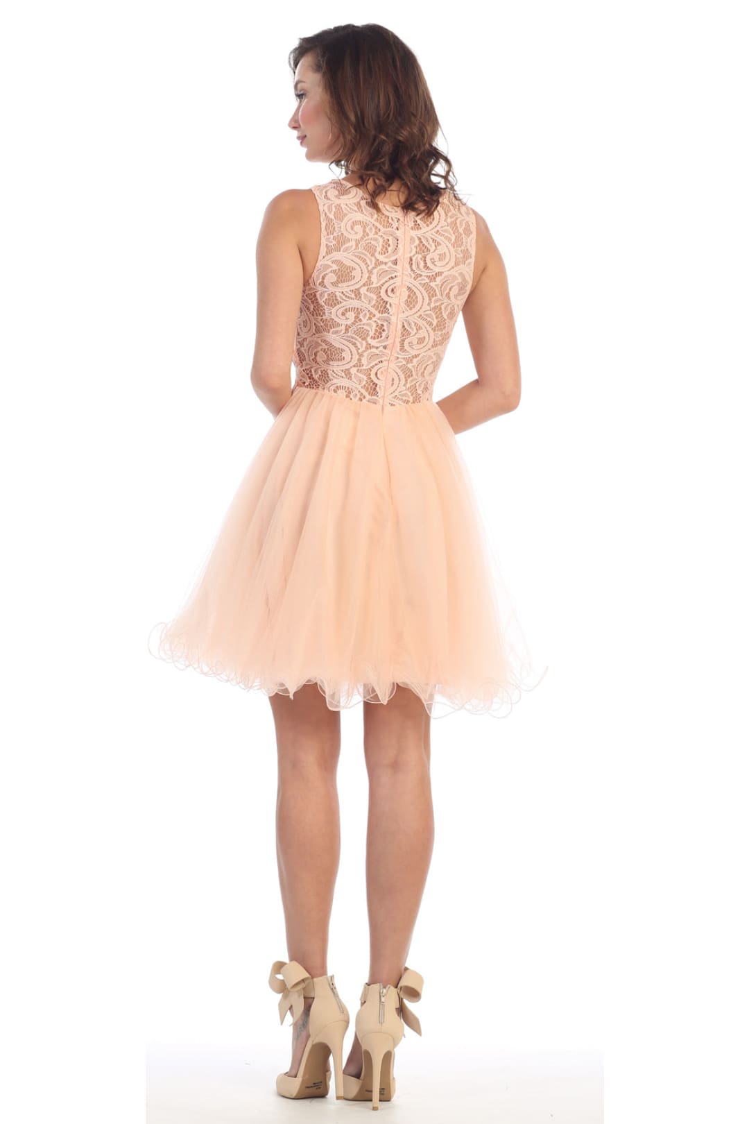 Short Cocktail Dress Prom A-Line Sheer Semi Formal Outfit MQ1268 - Dress
