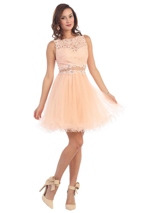 Short Cocktail Dress Prom A-Line Sheer Semi Formal Outfit MQ1268