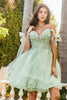 Short Cold Shoulder Bow Dress by Elizabeth K GS3513 - XS / Sage - Short Cocktail Dresses