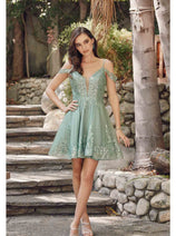 Sage Green Bridesmaid Dresses-Inexpensive Short Cold Shoulder Juliet 903