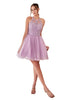 Short Dress 2025 Lace Appliqued Strappy Party Gown - Lavender / XXS - Prom