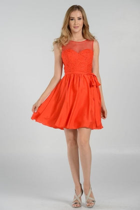 Short Sleeveless A-Line Dress By Poly USA 7500