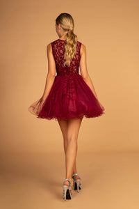 Short Dress with Lace Bodice and Sheer Waistline by Elizabeth K GS1427 - Short Cocktail Dresses