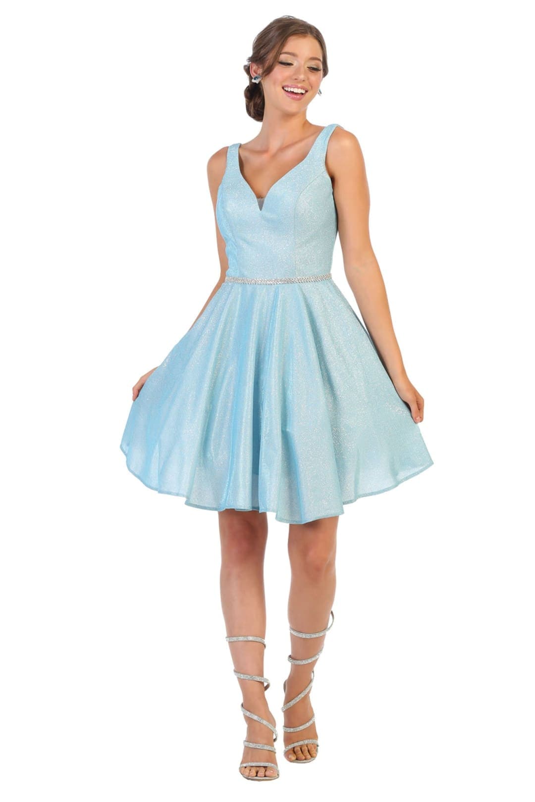 Short Dresses For Homecoming And Plus Size - BABY BLUE / 2