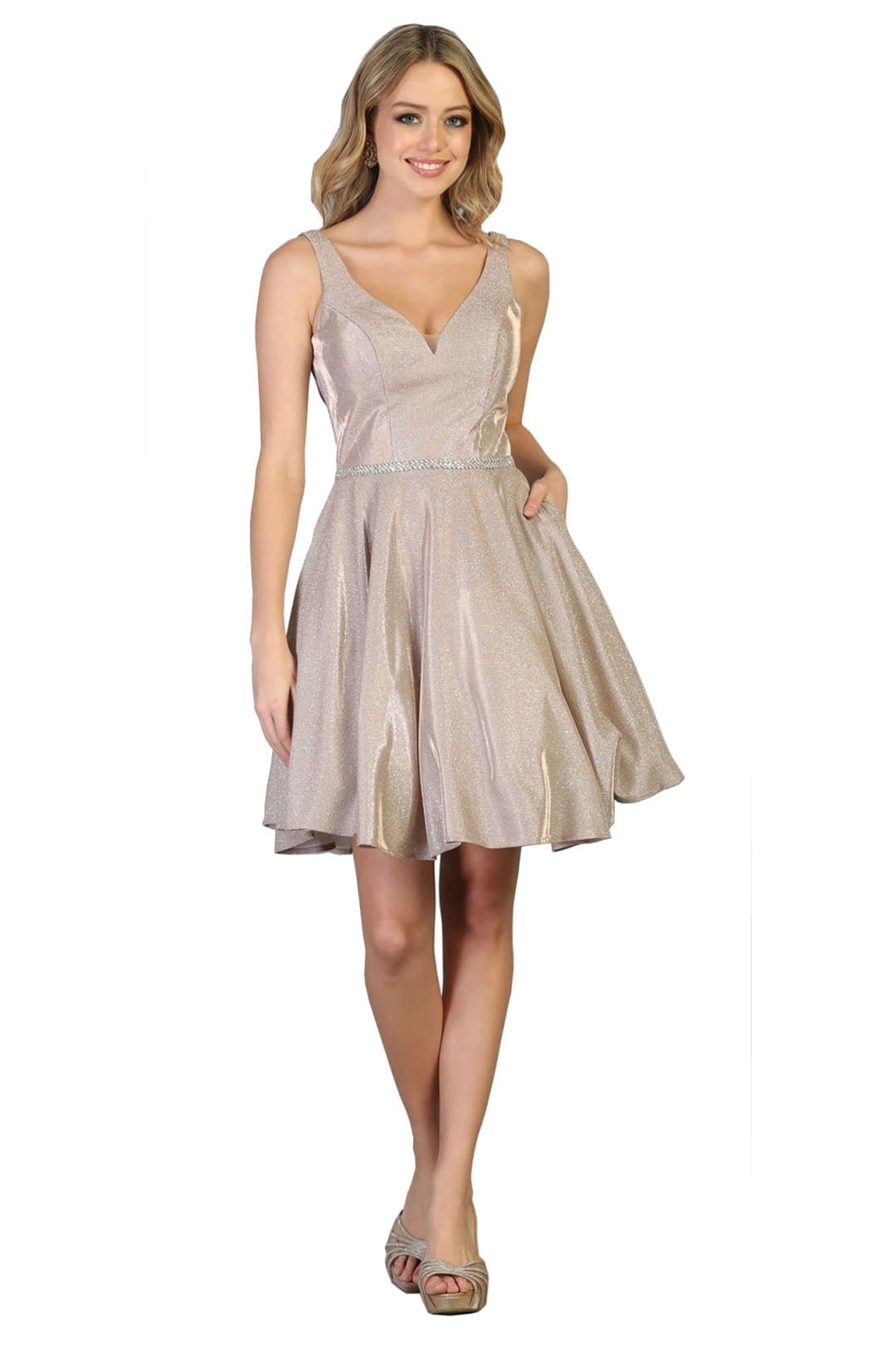 Short Dresses For Homecoming And Plus Size - ROSE GOLD / 2