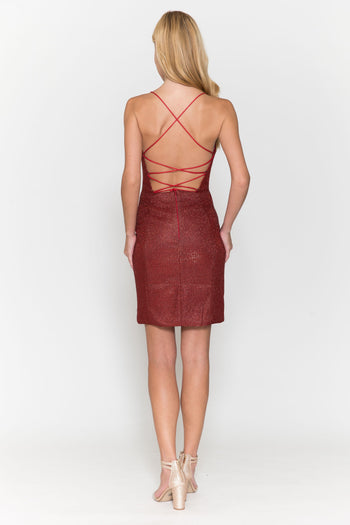 Poly USA 8728 Short Fitted Glitter Dress