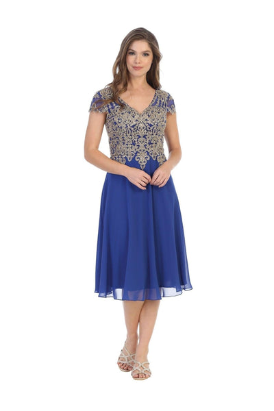 Short Dress Modest Formal Cap Sleeve - The Dress Outlet Eva Fashion