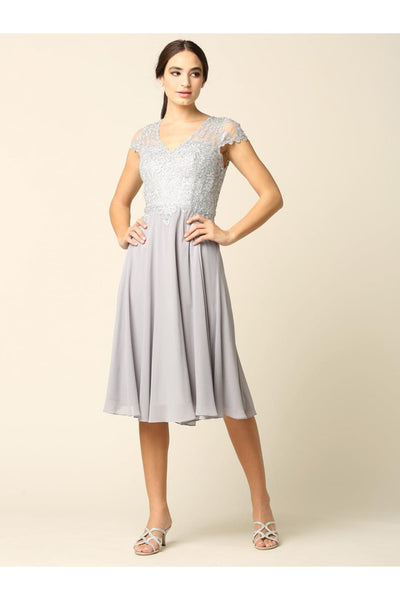 Short Dress Modest Formal Cap Sleeve - The Dress Outlet Eva Fashion