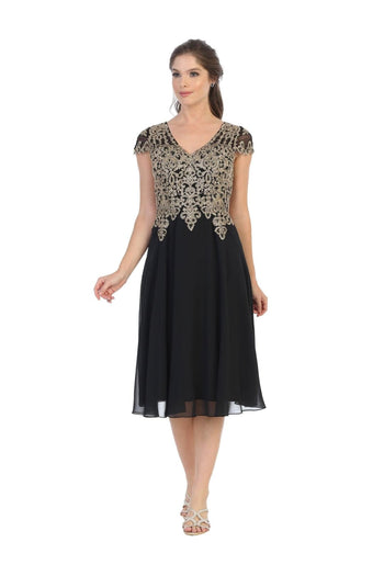 Short Dress Modest Formal Cap Sleeve - The Dress Outlet Eva Fashion