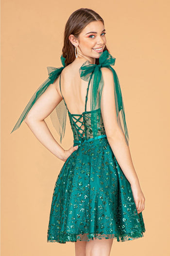 Short Glitter Print Dress by Elizabeth K GS3088 - Short Cocktail Dresses