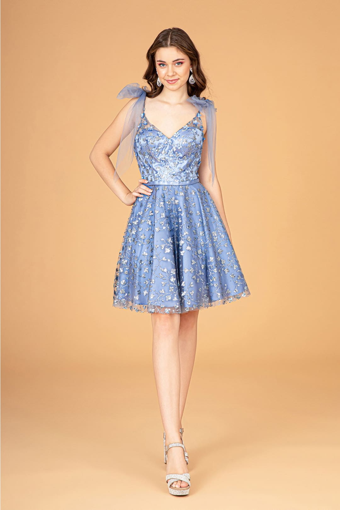 Short Glitter Print Dress by Elizabeth K GS3088 - Short Cocktail Dresses
