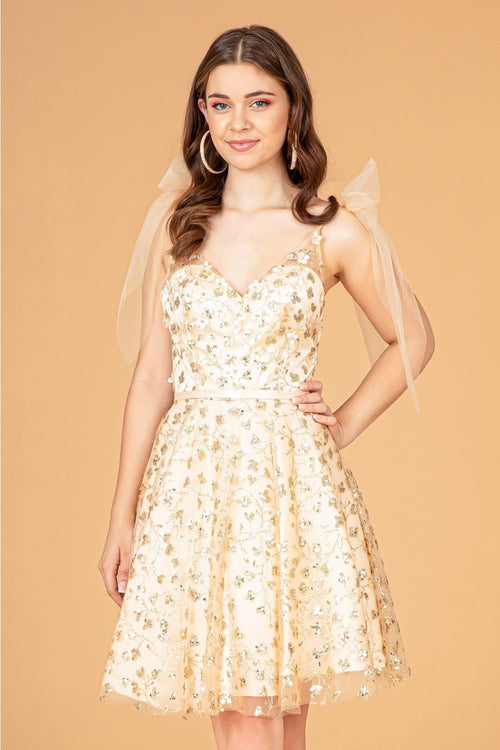 Short Glitter Print Dress by Elizabeth K GS3088 - Short Cocktail Dresses