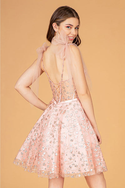 Short Glitter Print Dress by Elizabeth K GS3088 - Short Cocktail Dresses