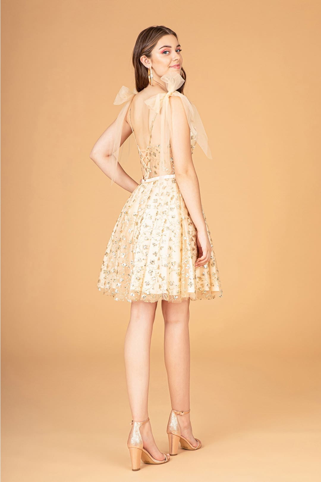 Short Glitter Print Dress by Elizabeth K GS3088 - Short Cocktail Dresses