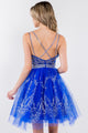 Short Glitter Print V-Neck Dress by Elizabeth K GS1965 - Short Cocktail Dresses