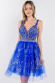 Short Glitter Print V-Neck Dress by Elizabeth K GS1965 - Short Cocktail Dresses