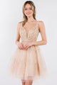 Short Glitter Print V-Neck Dress by Elizabeth K GS1965 - Short Cocktail Dresses
