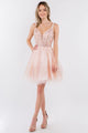 Short Glitter Print V-Neck Dress by Elizabeth K GS1965 - XS / Blush - Short Cocktail Dresses