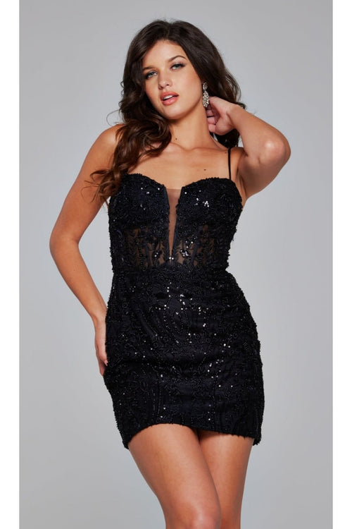 Short Homecoming Dress 40498 by Jovani - Black / 00 - Apparel & Accessories > Clothing > Dresses