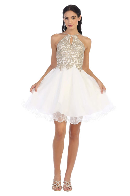 Short Homecoming Halter Prom Dress - The Dress Outlet Eva Fashion