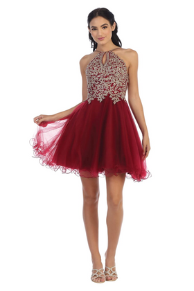 Eva USA 5170 Short Homecoming Halter Prom Dress