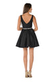 Vestido corto de mikado con escote en V y efecto ilusión de Poly USA 7894