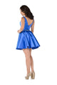 Vestido corto de mikado con escote en V y efecto ilusión de Poly USA 7894