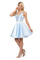 Poly USA 7894 Short Illusion V-Neck Mikado Dress