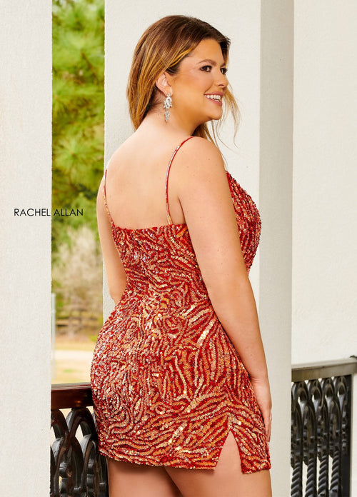 Rachel Allan 40183 Short Iridescent Sequin Dress