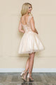 Vestido corto de corte A con apliques de encaje de Poly USA 8902