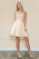 Vestido corto de corte A con apliques de encaje de Poly USA 8902