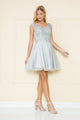 Vestido corto de corte A con apliques de encaje de Poly USA 8902