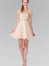 Short Lace Bodice Chiffon Dress by Elizabeth K GS2314